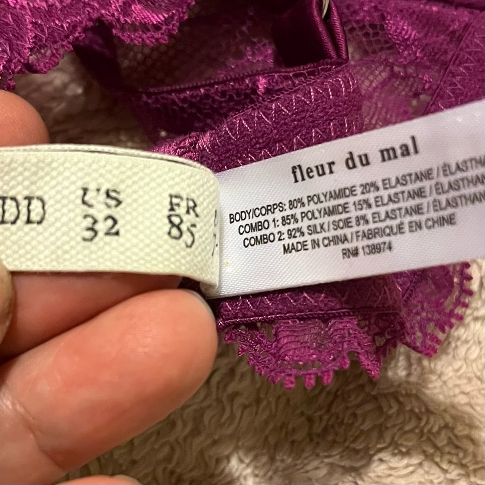 Fleur du Mal Orchid Lace Illusion Underwire Bra in Rich Pink - Picture 6 of 6